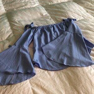 NWT Off Shoulder Stripe Top - Bell Sleeves